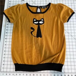ModCloth Black Cat short sleeve sweater